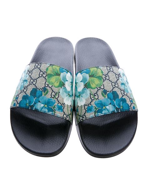 blue gucci bloom slides|gucci espadrilles blooms.